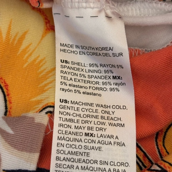 Chico's Orange and Yellow Floral Short Sleeve Tee - Picture 3 of 8